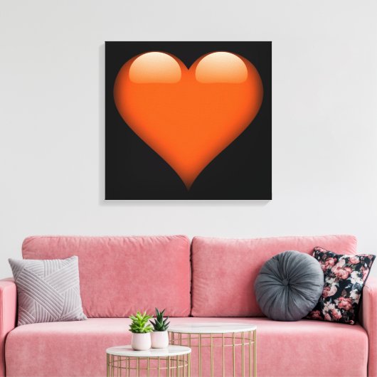Oranje Glazen Hart Canvas Afdruk (Insitu (Woonkamer))