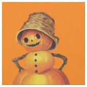 Oranje glimlachende Jack O' Lantern Snowman Stof (Close Up)