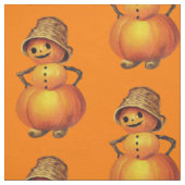 Oranje glimlachende Jack O' Lantern Snowman Stof (Swatch)