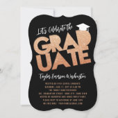 Oranje Glitter Afstuderen Cutout Graduation Party Kaart (Voorkant)