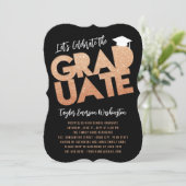 Oranje Glitter Afstuderen Cutout Graduation Party Kaart (Staand voorkant)