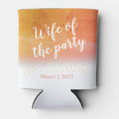 Oranje Glitter Bruidsmeisje 'Wife of the Party' Blikjeskoeler (Voorkant)