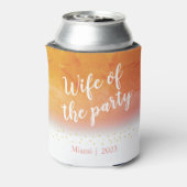 Oranje Glitter Bruidsmeisje 'Wife of the Party' Blikjeskoeler (Blikje Achterkant)