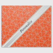 Oranje Glitter Diamond Heart Patroon | DIY-naam Cadeaupapier (Vlak)