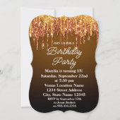 ORANJE GLITTER DRIP ELEGANT BIRTHDAY INVITATION KAART (Voorkant)
