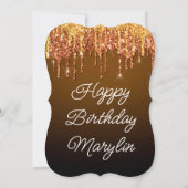 ORANJE GLITTER DRIP ELEGANT BIRTHDAY INVITATION KAART (Achterkant)