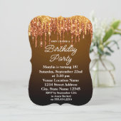 ORANJE GLITTER DRIP ELEGANT BIRTHDAY INVITATION KAART (Staand voorkant)