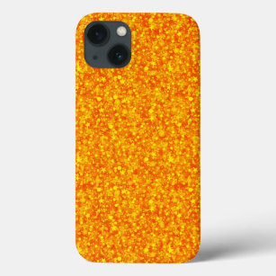 Oranje glitter en sparkles Patroon iPhone 13 Hoesje