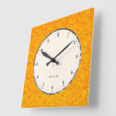 Oranje glitter- en Sparkless-textuur Vierkante Klok (Hoek)