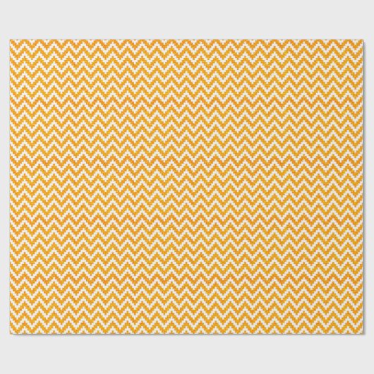 Oranje glitter en wit Ikat Chevron Pattern Cadeaupapier (Vlak)