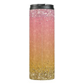 Oranje Glitter Girl Boss Name Building Empire Thermosbeker (Achterkant)