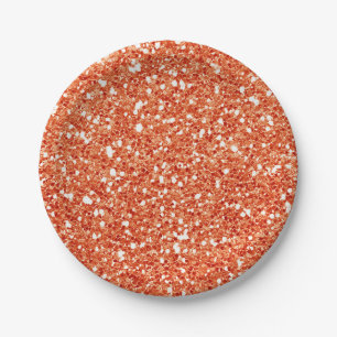Oranje Glitter Glam Feest Papieren Bordje