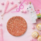 Oranje Glitter Glam Feestje Op Maat Papieren Bordje (Feest)