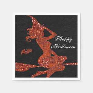 Oranje Glitter Halloween Witch Costume Party Servetten