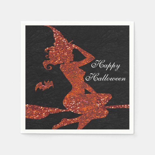 Oranje Glitter Halloween Witch Costume Party Servetten (Voorkant)