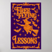 Oranje Glitter Heks Gratis Vliegen Lessen Poster (Voorkant)