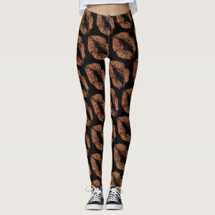 Oranje glitter lippen modern zwart leggings