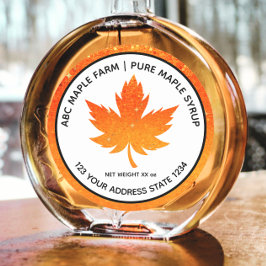 Oranje Glitter Maple Leaf Maple Syrup Label
