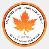 Oranje Glitter Maple Leaf Maple Syrup Label (Voorkant)
