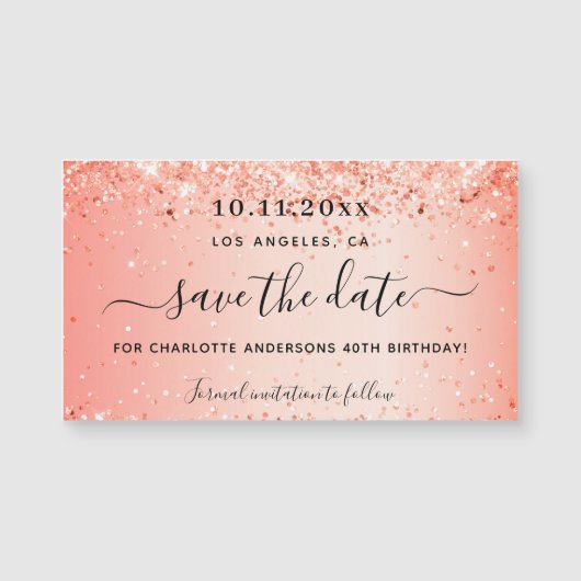 Oranje glitter op de geboorte, behalve de datummag (Voorkant)