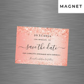 Oranje glitter op de geboorte, behalve de datummag magnetische uitnodiging