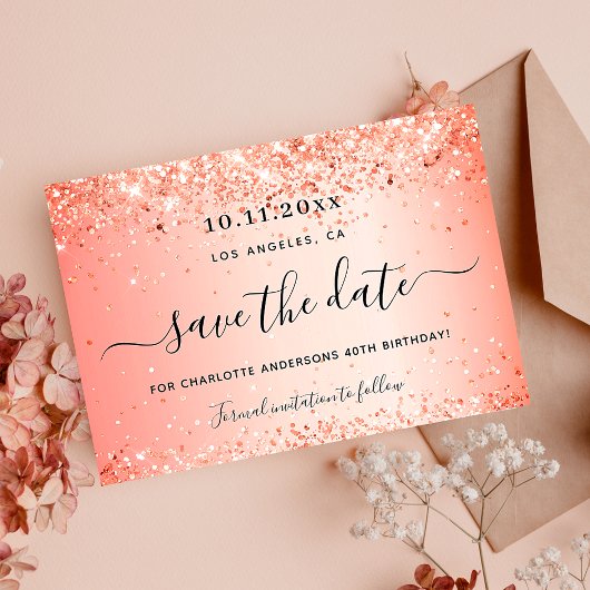 Oranje glitter op de geboorte, met uitzondering va save the date