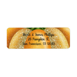 Oranje Glitter Pompoen Halloween Verjaardagsfeestj Etiket