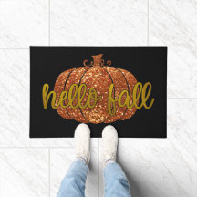 Oranje Glitter Pumpkin Hallo Herfst Doormat