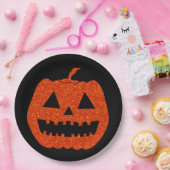 Oranje Glitter Pumpkin Halloween Papieren Bordje (Feest)