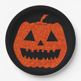 Oranje Glitter Pumpkin Halloween Papieren Bordje