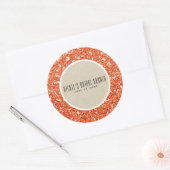 Oranje Glitter & Rustieke Kraft Herfst Sparkle Fav Ronde Sticker (Envelop)