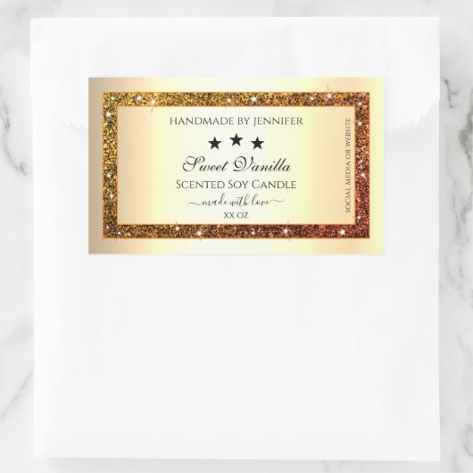 Oranje Glitter Sparkle Product Etiketten Goud Effe (Tas)