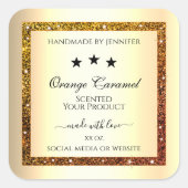 Oranje Glitter Sparkle Product Etiketten Goud Effe (Voorkant)