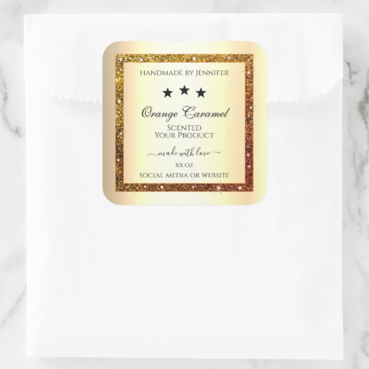 Oranje Glitter Sparkle Product Etiketten Goud Effe (Tas)