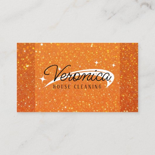 Oranje Glitter Sparkles Huis Schoonmaak Huishoudst Visitekaartje (Achterkant)