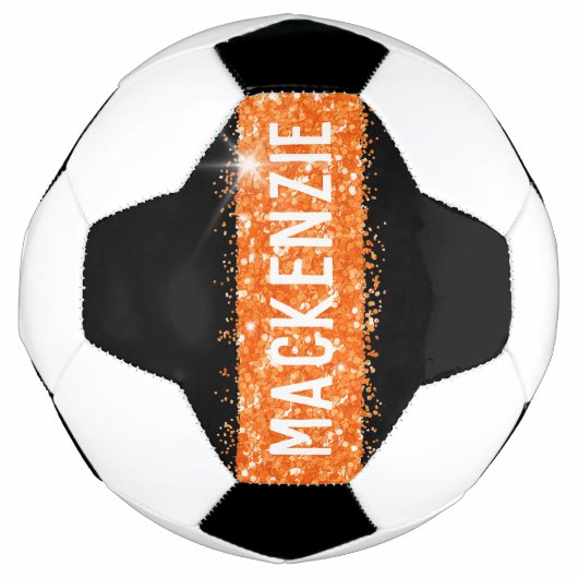 Oranje Glitter Sparkly Name Persoonlijk Voetbal (Voorkant)