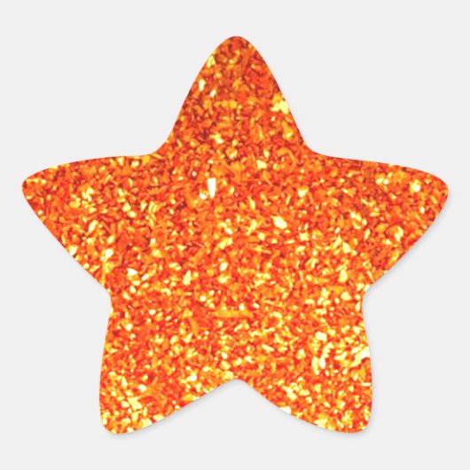 Oranje glitter ster sticker (Voorkant)