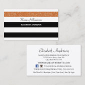 Oranje Glitter Trendy zwart-wit strepen Visitekaartje (Voorkant / Achterkant)