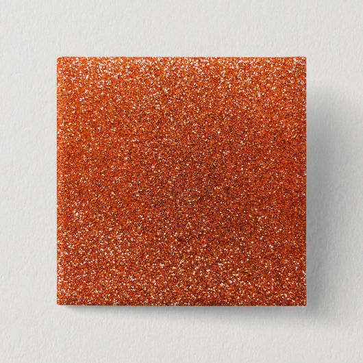 Oranje glitter vierkante button 5,1 cm (Voorkant)