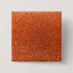 Oranje glitter vierkante button 5,1 cm