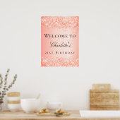 Oranje glitter welkom op Birthday party Poster (Keuken)