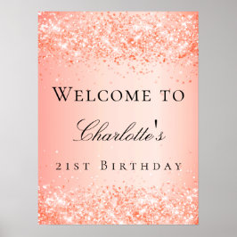Oranje glitter welkom op Birthday party Poster