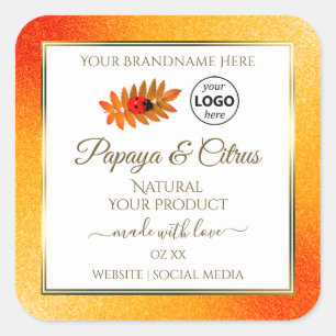 Oranje Glitter White Product Labels Ladybug Logo