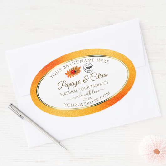 Oranje Glitter White Product Labels Ladybug Logo (Envelop)