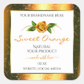 Oranje Glitter White Product Labels Roos Flower (Voorkant)