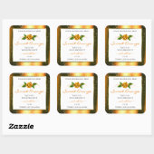 Oranje Glitter White Product Labels Roos Flower (Vel)