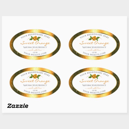 Oranje Glitter White Product Labels Roos Flower (Vel)
