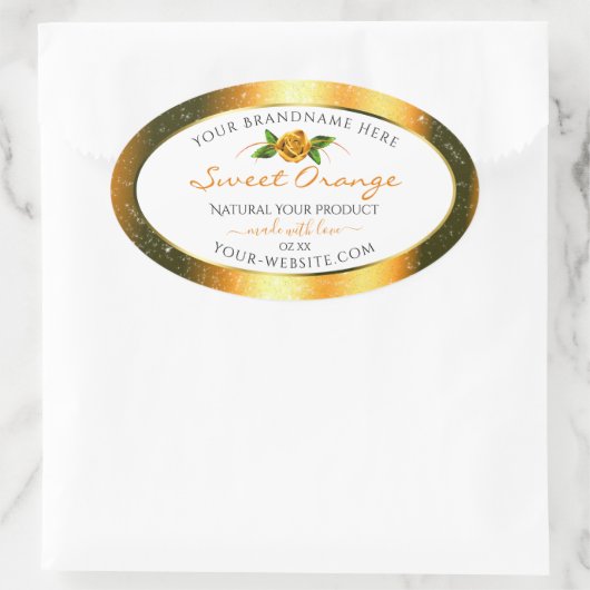 Oranje Glitter White Product Labels Roos Flower (Tas)