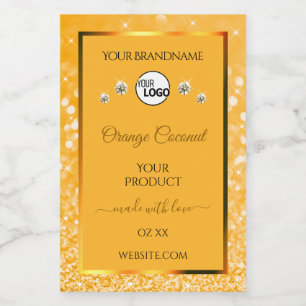 Oranje Glitterende Glanzende Product Etiket Logo E