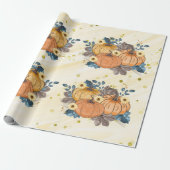 Oranje glitterpompoenen op glitterige gele Bedankt Cadeaupapier (Uitgerold)